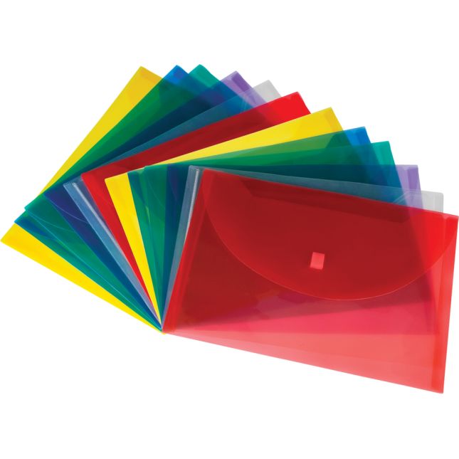 Plastic Envelopes With Hook-And-Loop Closures - 12 plastic