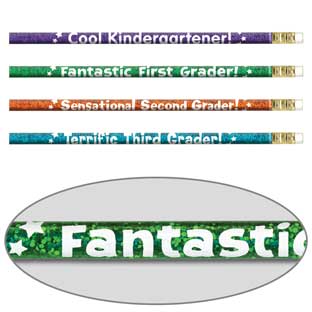 Grade-Specific Welcome Pencils - 12 Pencils for K, 1st, 2nd or 3rd Grade