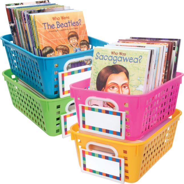 Book Baskets, Medium Rectangle With Label Holders -