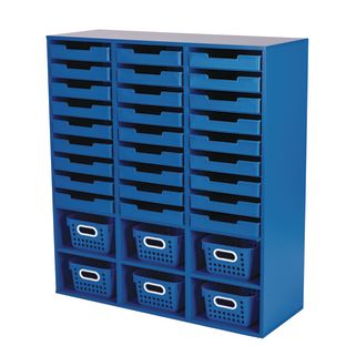 Really Good Stuff® 27-Slot Mail And Supplies Center With 27 Trays, 6 Cubbies, And Baskets  Single Color - 1 mail center, 27 trays, 6 baskets