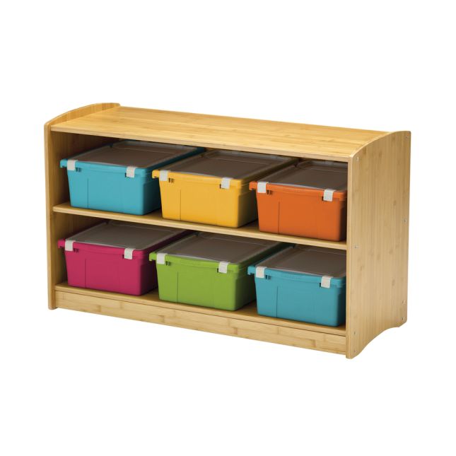 Bamboo Shelving Unit with 6 Large Tubs- Vibrant