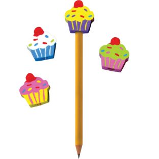 Cupcake Pencil Topper Erasers - 12 erasers