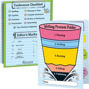 Really Good Stuff® Writing Process Tri-Fold 3-Pocket student Folders - Set of 12