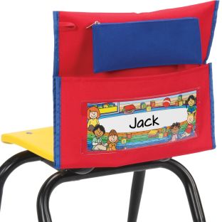 Early Childhood Deluxe Chair Pockets with Pencil Case– 6 Pack – Red/Blue