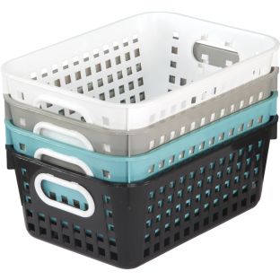 Medium Rectangle Book Baskets - Neutral Colors - 4 baskets