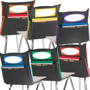 Grouping Chair Pockets Black – 12 Pack – 6 Group Colors