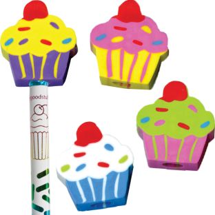 Cupcake Birthday Pencils And Erasers Kit - 12 pencils