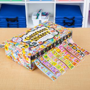 Really Good Stuff® Classroom Stickers And Storage Box  2,240 Stickers - 2,240 stickers, storage box