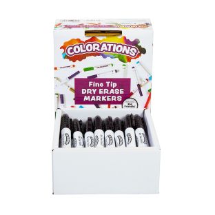Colorations® Dry Erase Markers – Black Fine Tip – Set of 36