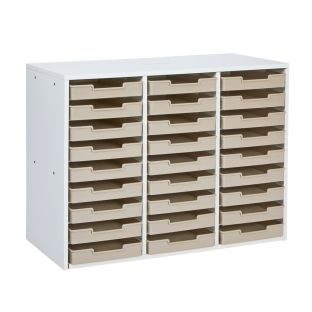 Really Good Stuff® White 27-Slot Mail Center With Tan Trays