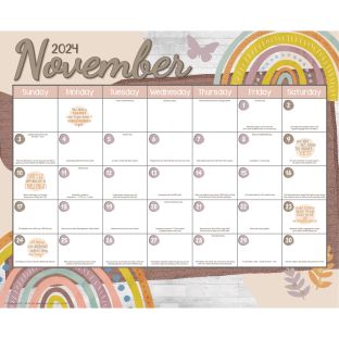 Really Good Stuff® Boho Monthly Calendar Pages and Stickers 2024-2025 Double Sided